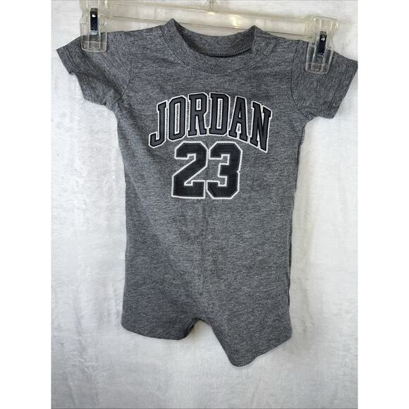 Michael Jordan 23 Baby Boy Romper One-Piece Heather Grey size 0-6 mo. Jumpman - Picture 1 of 7